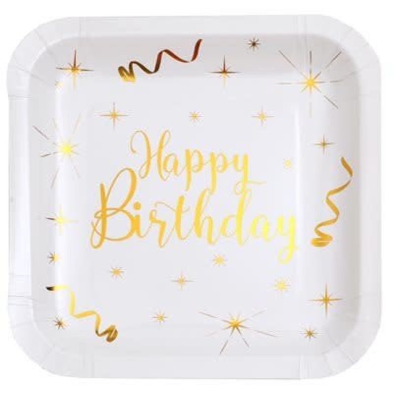 Assiette Happy Birthday Or (10) 9Po
