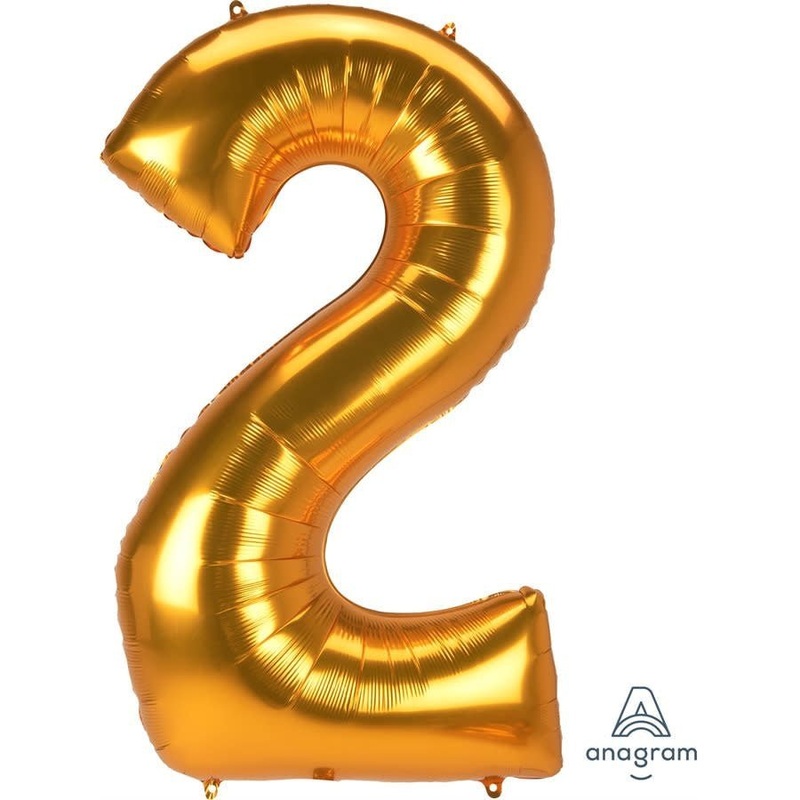 Ballon Mylar 53Po - Chiffre 2 (Or)