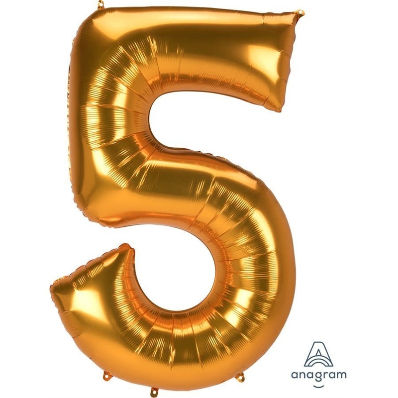Ballon Mylar 53Po - Chiffre 5 (Or)
