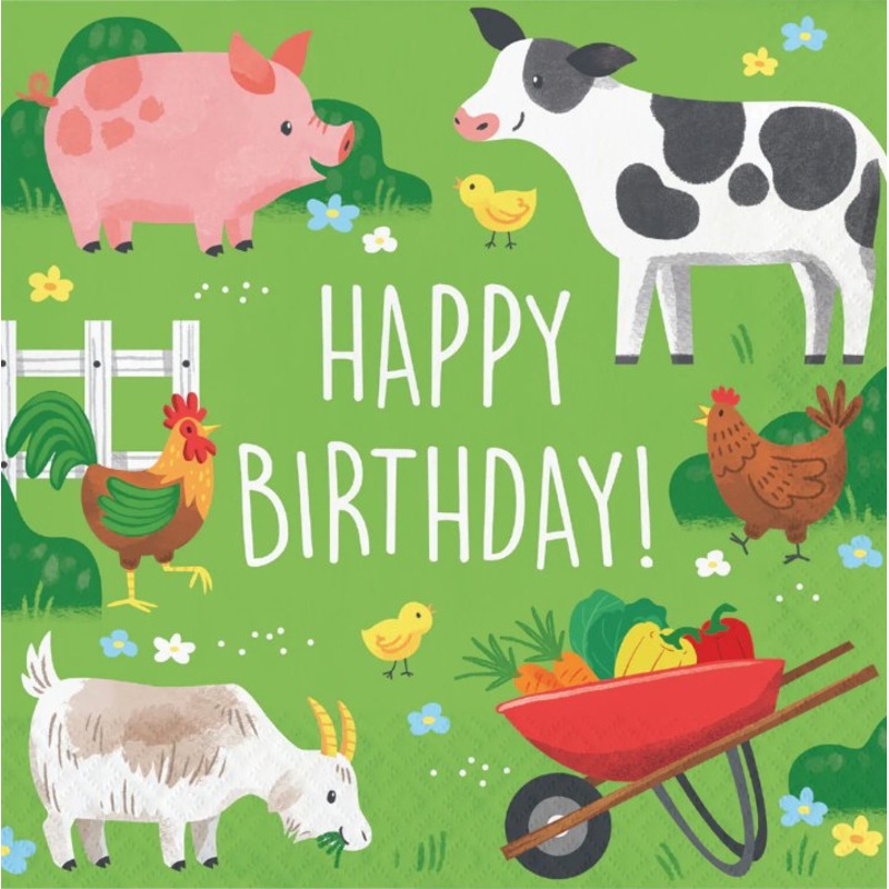 Serviettes De Table (16) - Animaux De La Ferme
