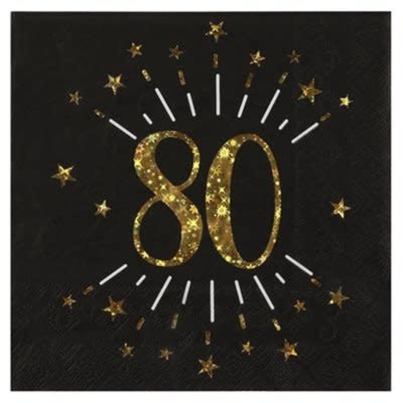 Serviettes De Table tincelant Or Noir 80 Ans (10)