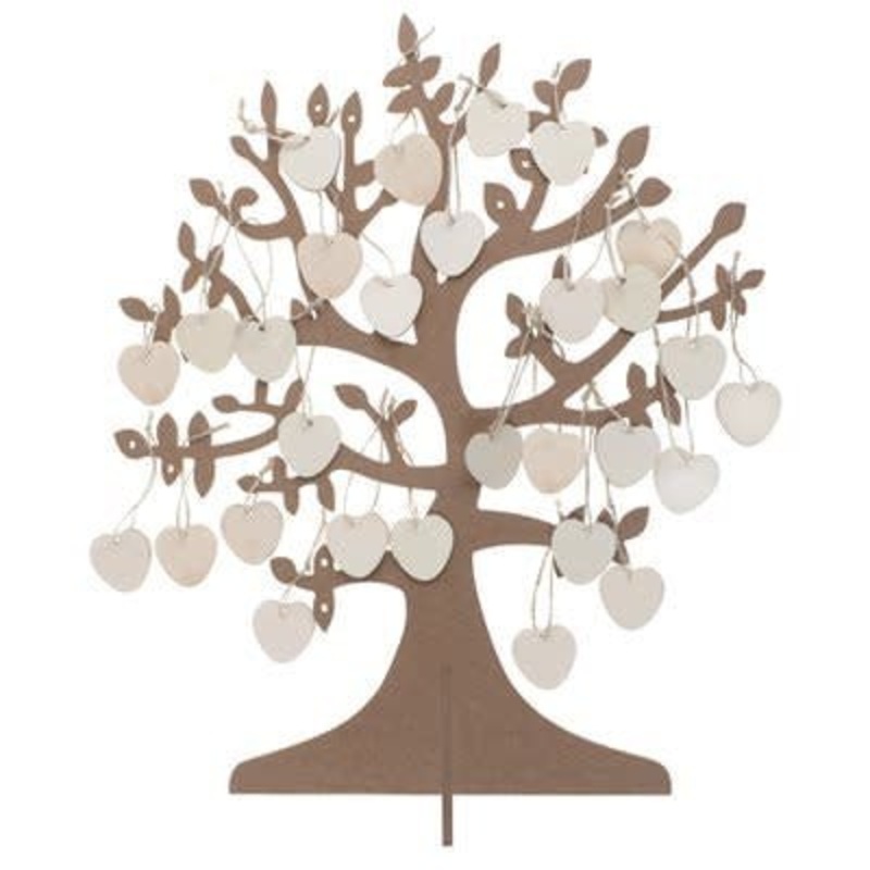 Arbre  Voeux + 50 Coeurs Bois Naturel