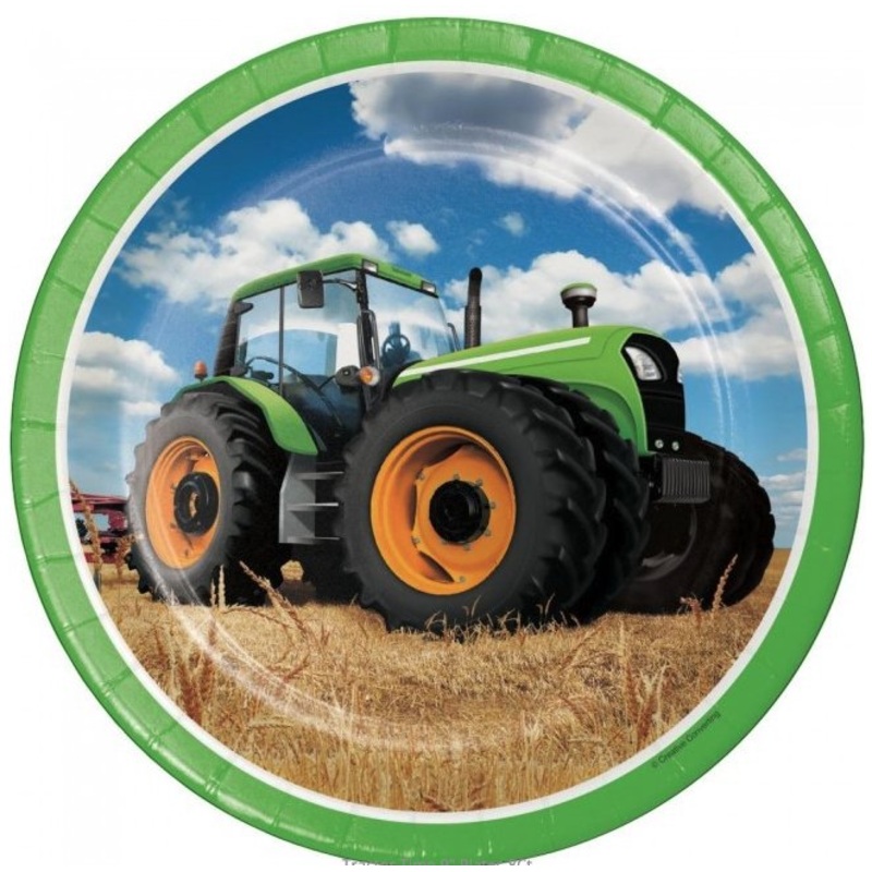 Assiettes 9Po (8) - Tracteur Vert