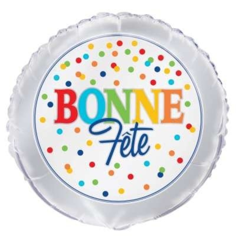Ballon Mylar 18 Po - "Bonne Fte" Pois Multicolore