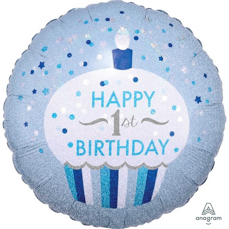 Ballon Mylar 18Po - Petit Gateau Bleu 1 An