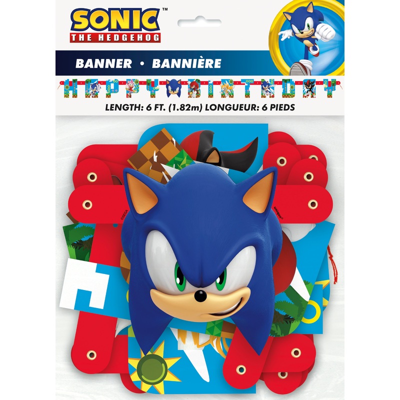 Bannire articule en papier "Happy Birthday" de Sonic le hrisson 72 pouces