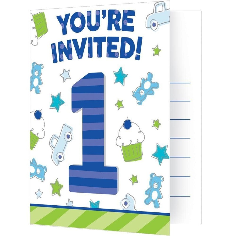 Carte d'Invitation bleu (8) - 1er Anniversaire