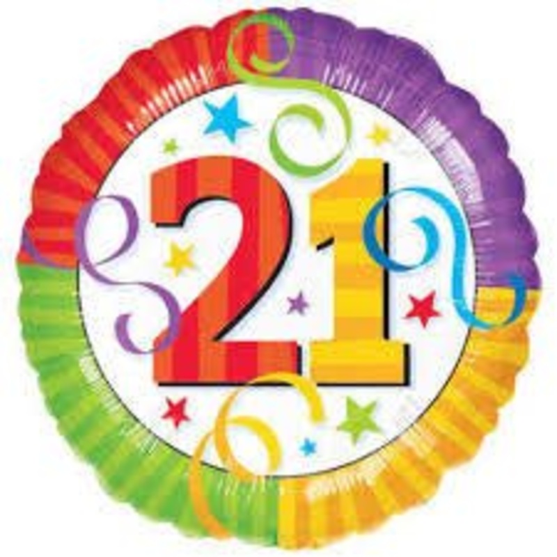 Ballon Mylar 18Po - 21 Ans