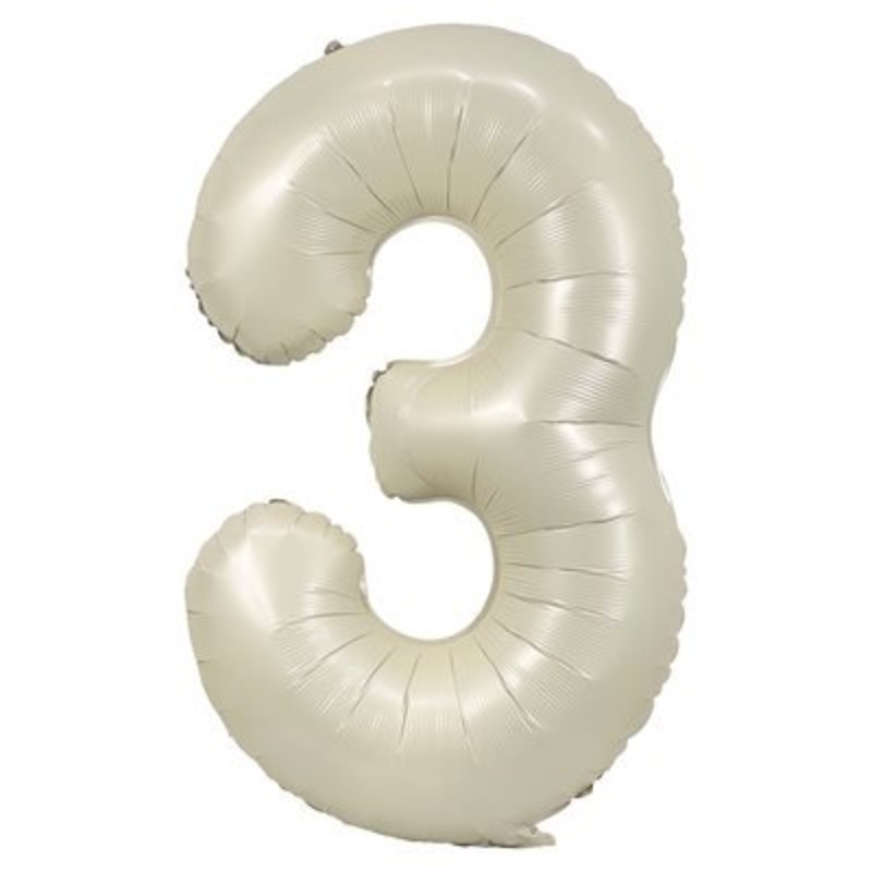 Ballon Mylar Supershape Chiffre 3 - Blanc Sable 34po