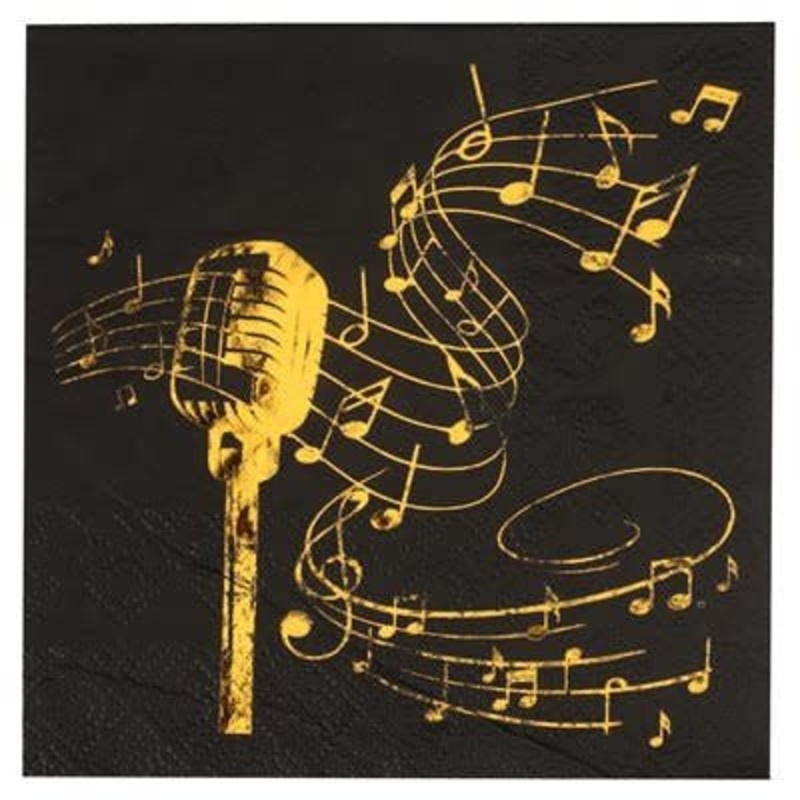 Serviettes  Cocktail - Musique - Or et Noir (20)