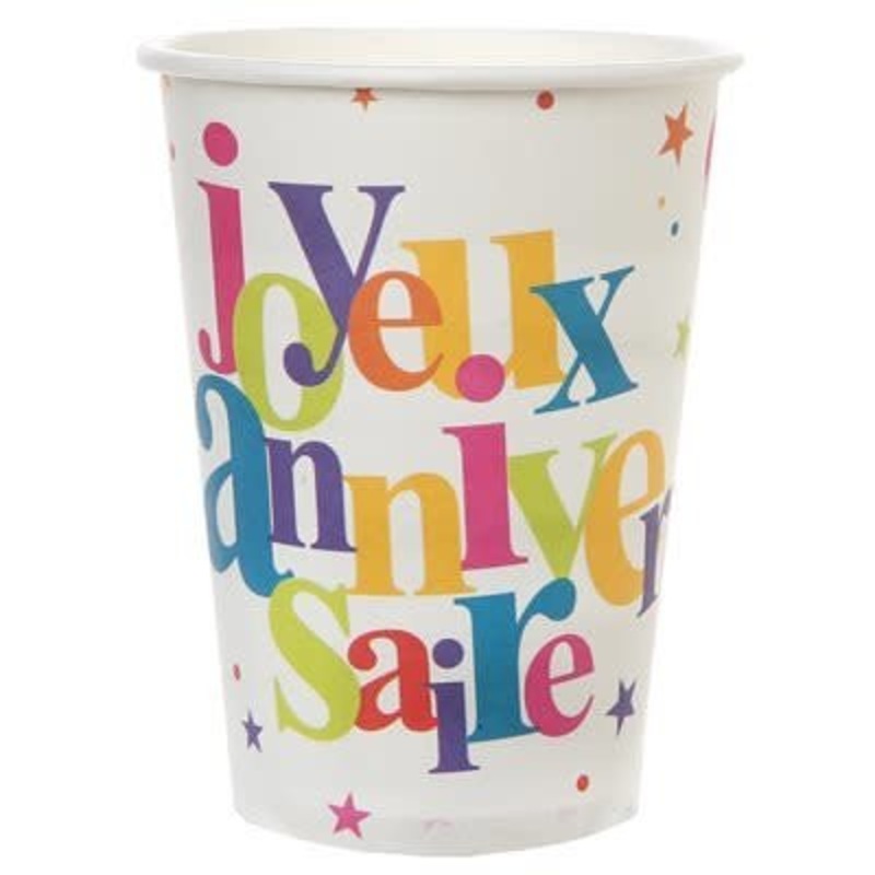 Verres 9 Oz - Joyeux Anniversaire Festif Multicolore (10)