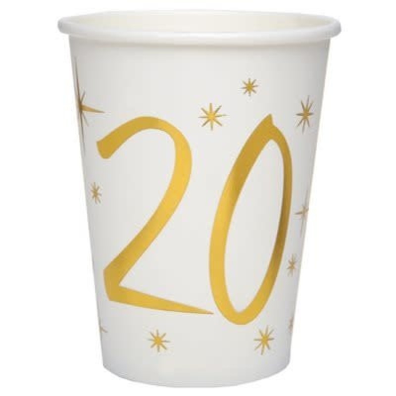 Verres 9Oz - Blanc et Or 20 Ans (10)
