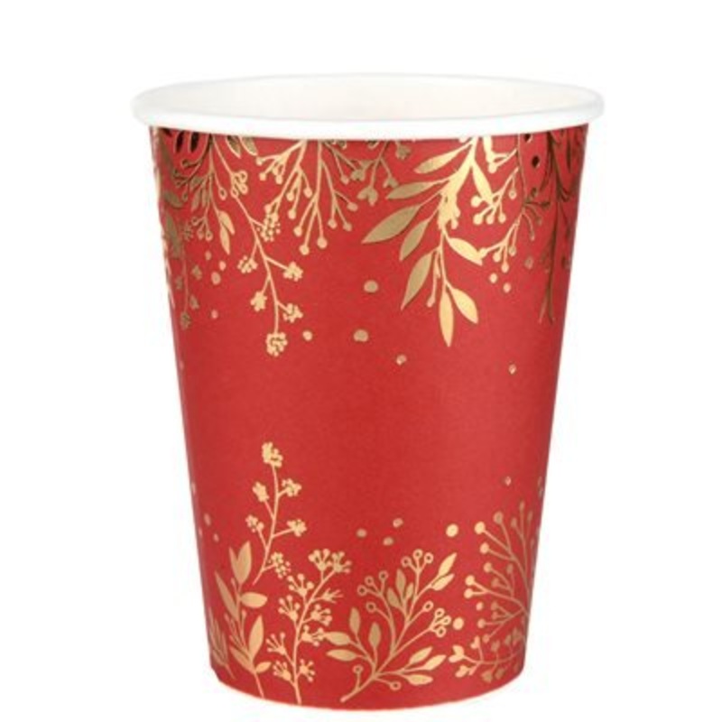 Verres de Nol Chic 9oz (10) - Rouge et or