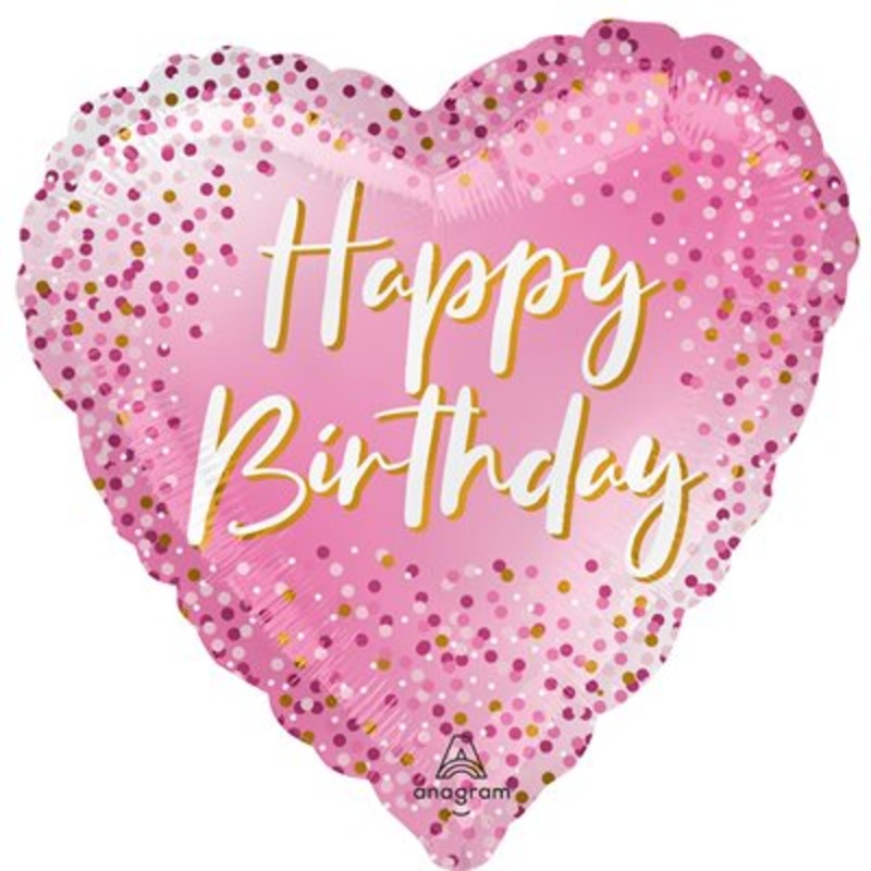 Ballon Mylar 18po - Happy Birthday Coeur