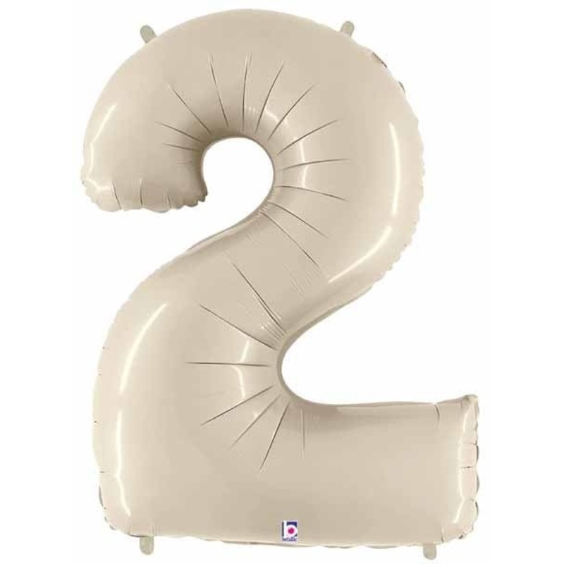 Ballon Mylar Supershape - Nombre 2 Blanc Sable