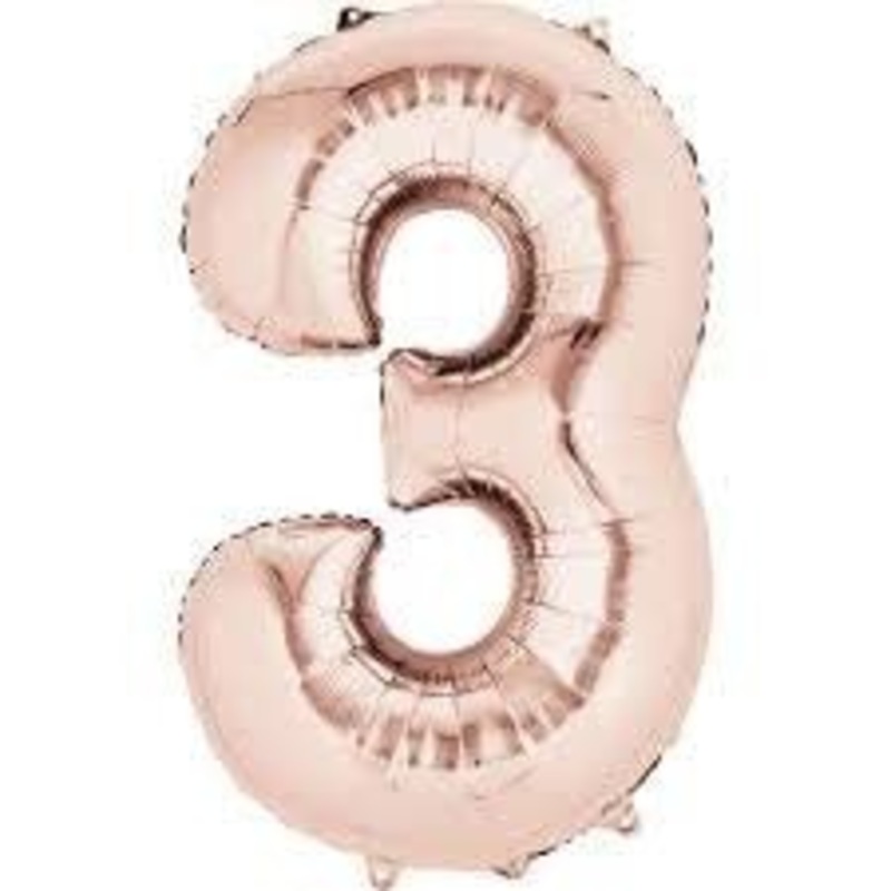 Ballon Mylar Supershape - Nombre 3 Rose Gold