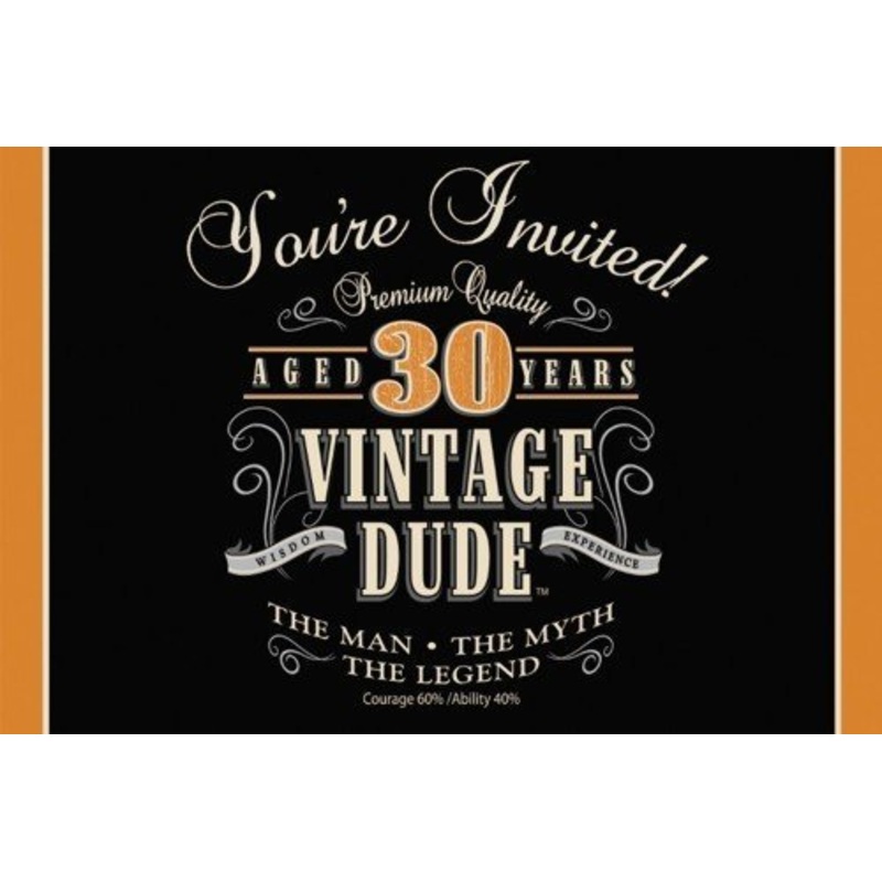 Carte d'Invitations Vintage Dude 30 ans (8)
