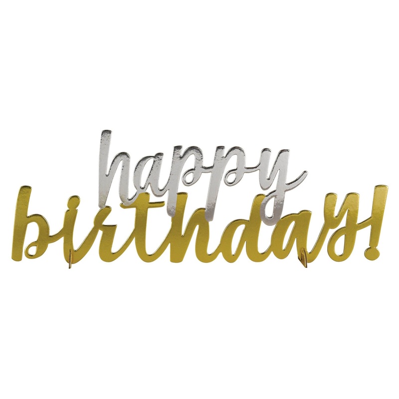Centre De Table Or Et Argent - "Happy Birthday"