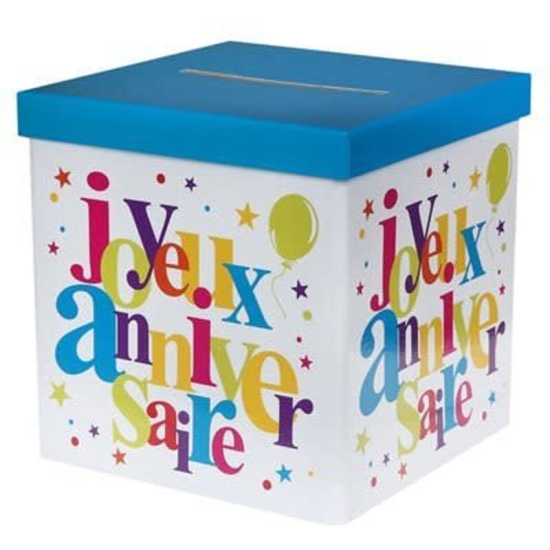 Tirelire Joyeux Anniversaire Festif Multicolore  8X8X8Po