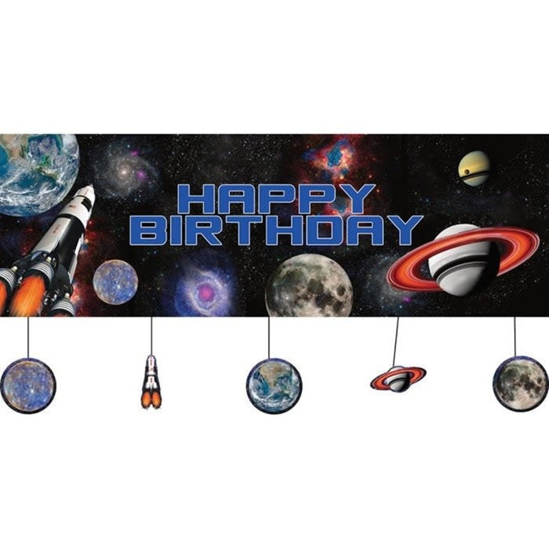 Bannire De Fte Gante (20 X 60Po) - Espace (Happy Birthday)