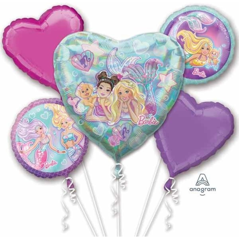 Bouquet De 5 Ballons Mylar - Barbie Sirne