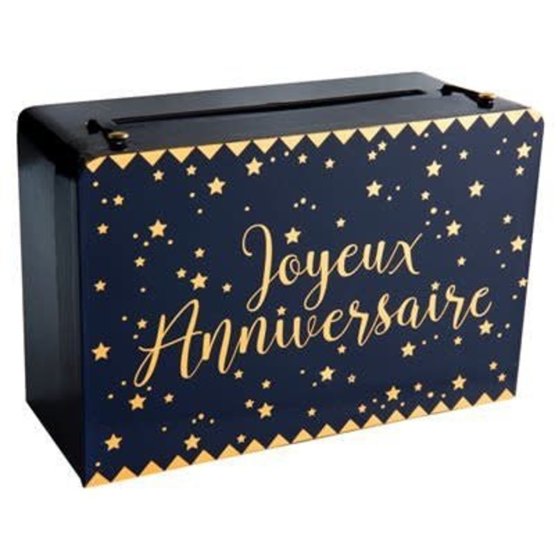 Tirelire Joyeux Anniversaire Mtallis Bleu