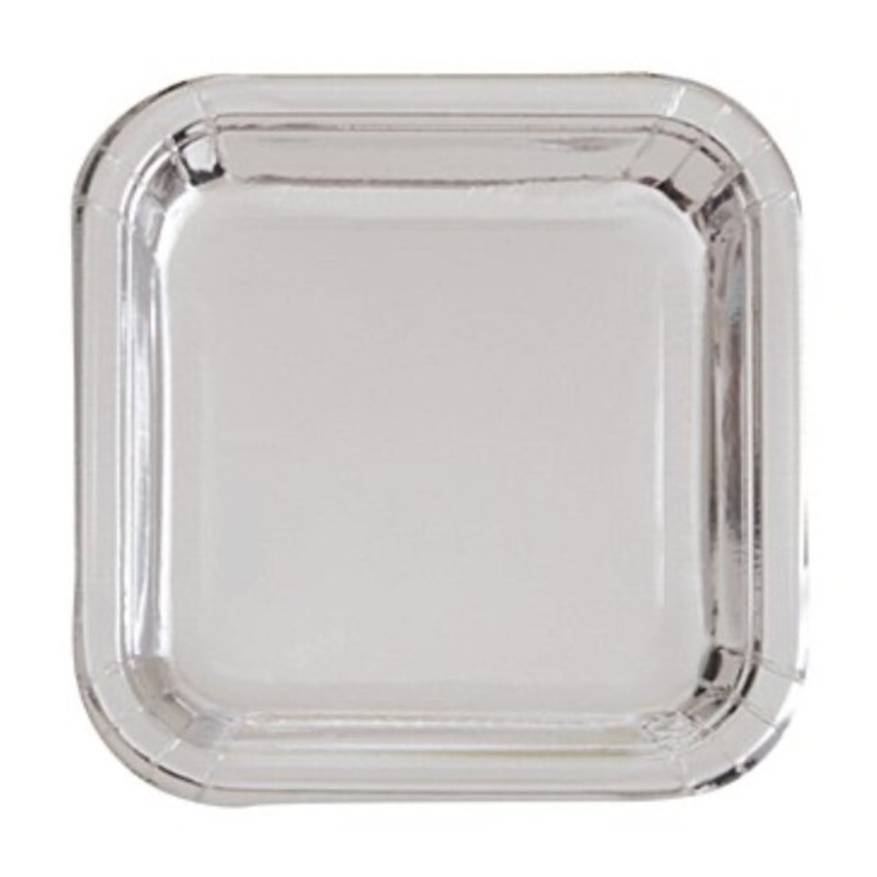 Assiettes Carr 9Po (8) - Argent