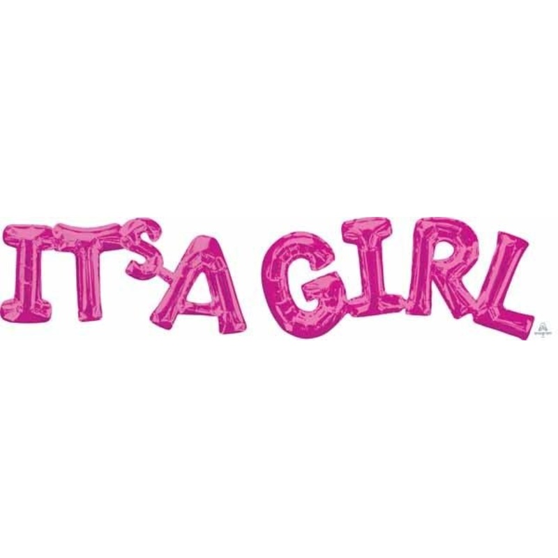 Ballon Mylar Lettre Scrypt  L'Air - It'S A Girl (Magenta)