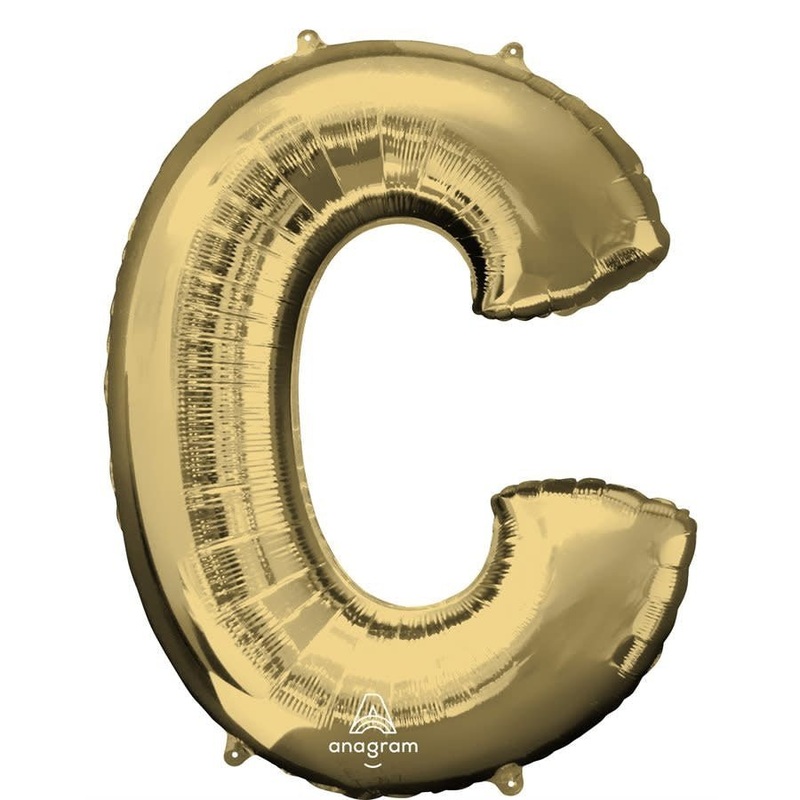 Ballon Mylar Supershape Lettre C - Or Blanc
