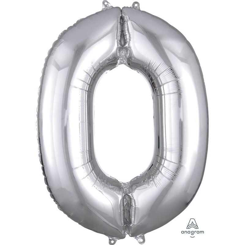 Ballon Mylar Supershape - Nombre 0 Argents