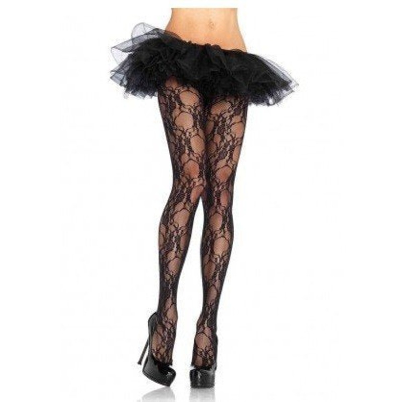 Bas Collants Avec Motifs Floral Noir