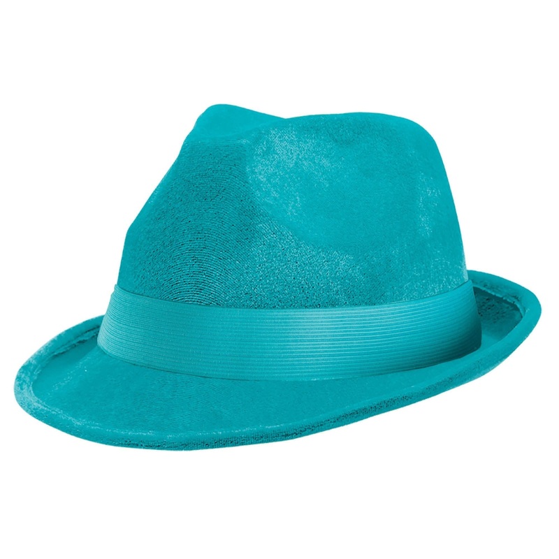 Chapeau Fedora En Velour - Bleu Caraibes