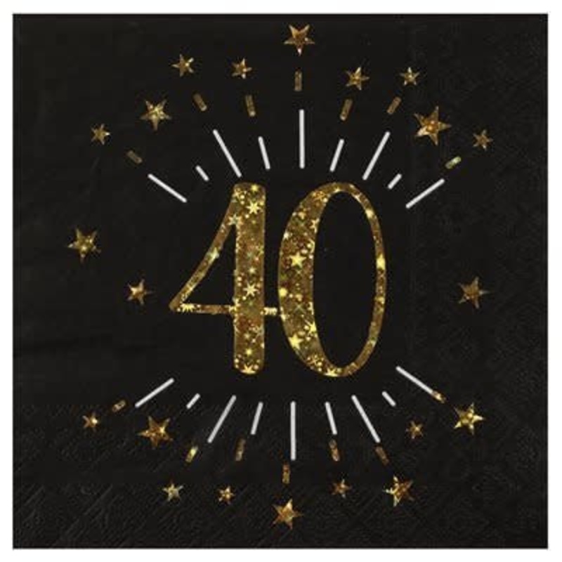 Serviettes De Table tincelant Or Noir 40 Ans (10)