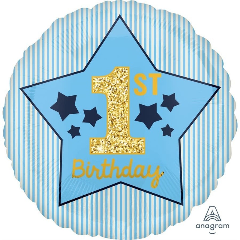 Ballon Mylar 18Po - 1St Birthday Bleu