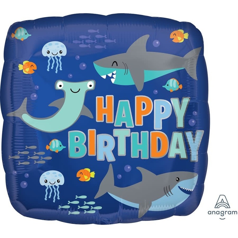 Ballon Mylar 18Po - Requin (Happy Birthday)