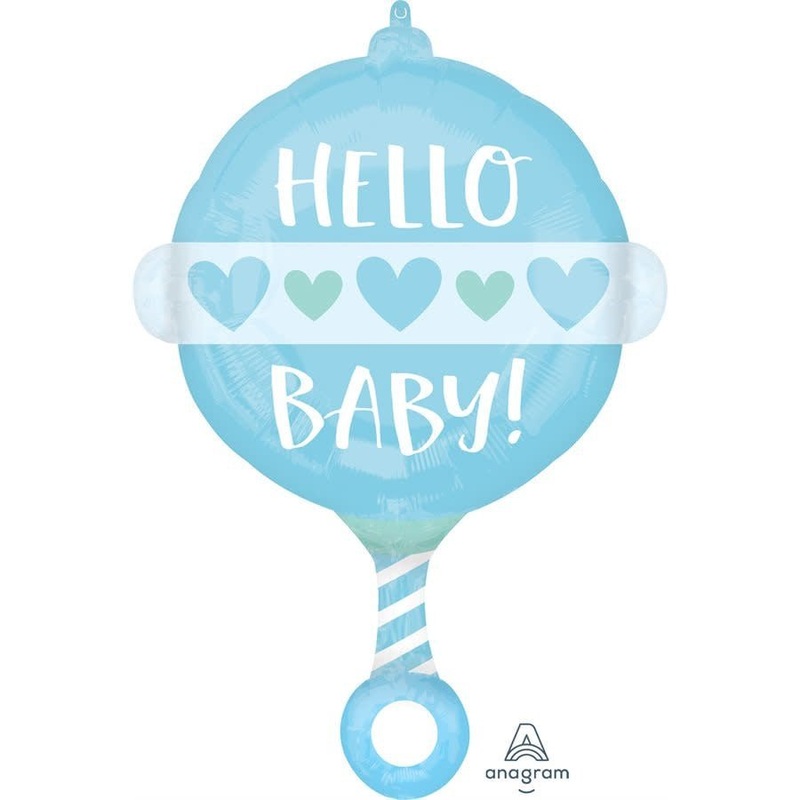 Ballon Mylar 24Po - Hochet Bleu (Hello Baby)