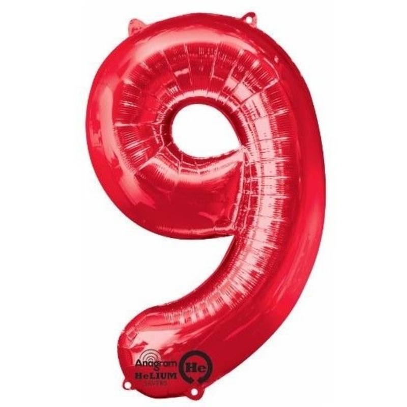 Ballon Mylar Supershape - Nombre 9 Rouge