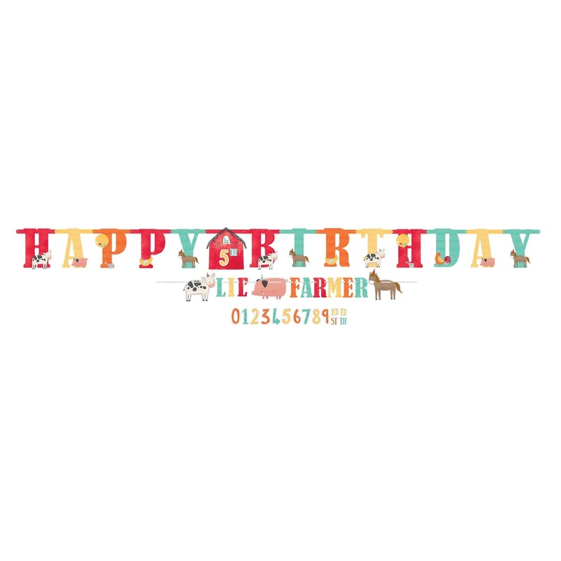 Bannire Jumbo Personalis - Happy Birthday Animaux De La Ferme