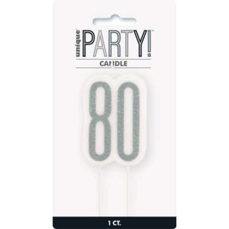 Chandelle Scintillante Argent - 80 Ans