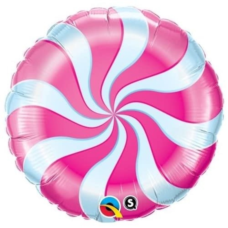 Ballon Mylar 18Po - Bonbon Rose Et Blanc