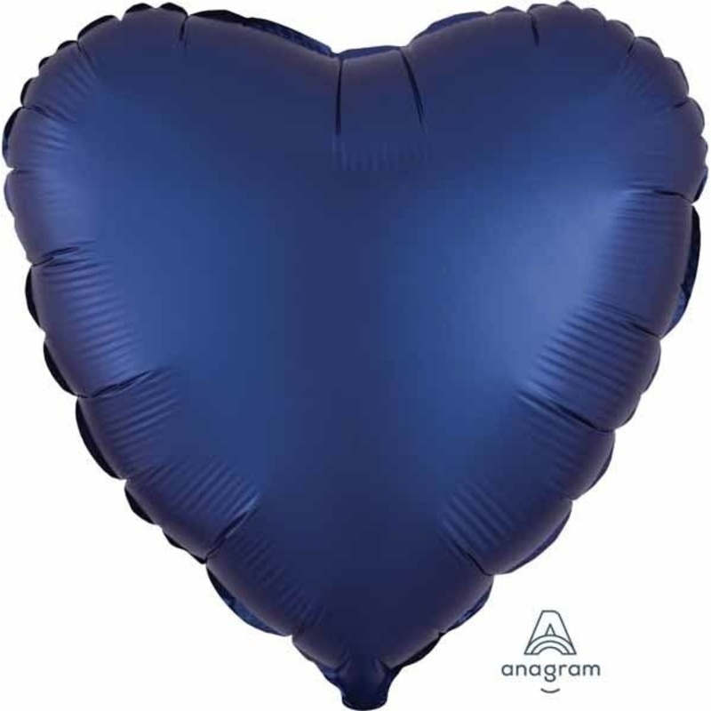 Ballon Mylar 18Po - Coeur Satin - Bleu Navy