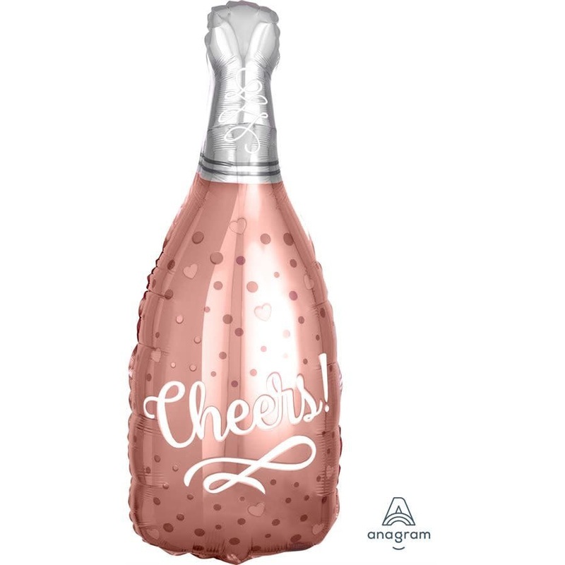Ballon Mylar Jr Shape (26Po) - Champagne Cheers Rose