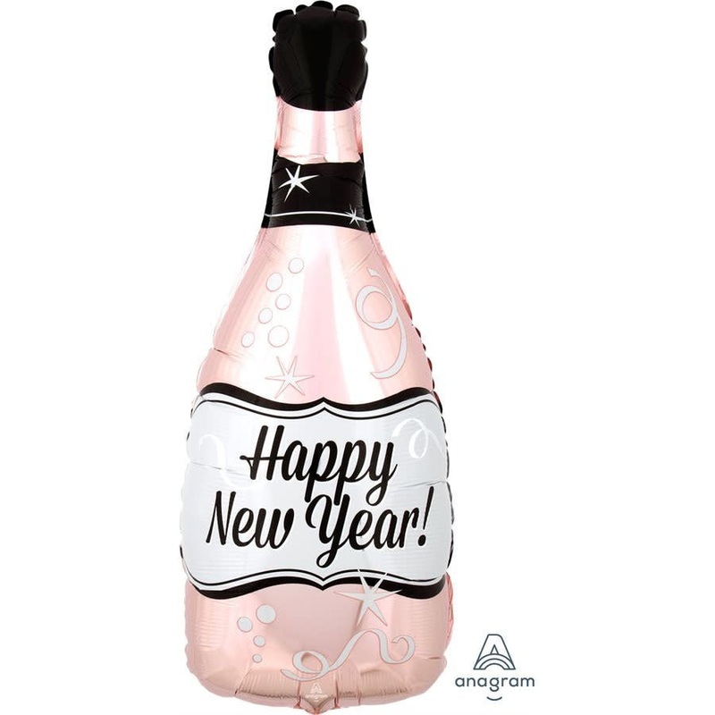 Ballon Mylar Jr Shape -  Bouteille Champagne Rose Gold (Happy New Year)