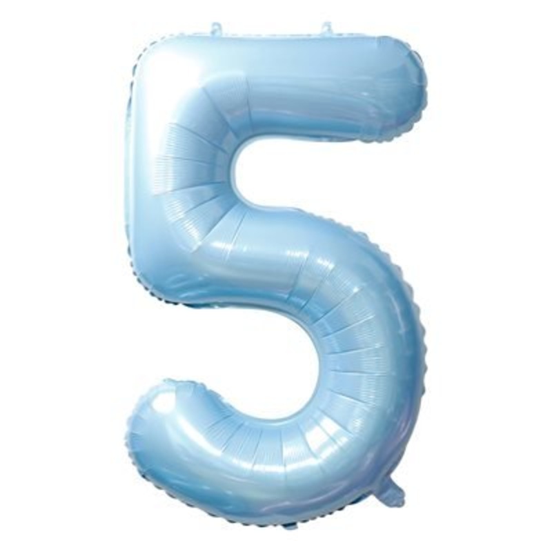 Ballon Mylar Supershape Chiffre 5 - Bleu Ciel 34po