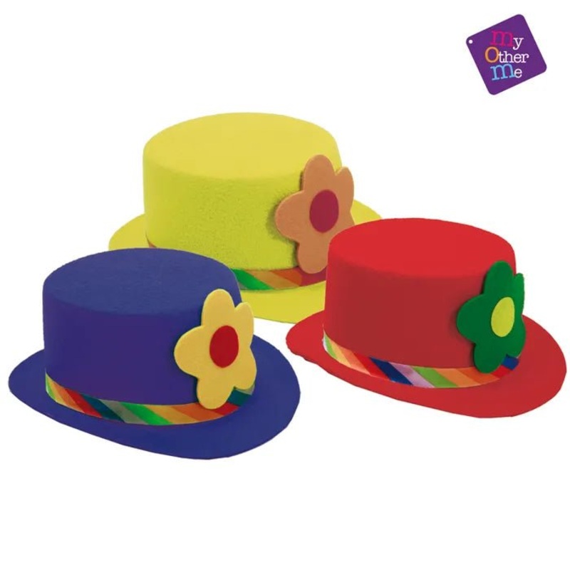 Chapeau Haut de forme - Clown couleurs assorties