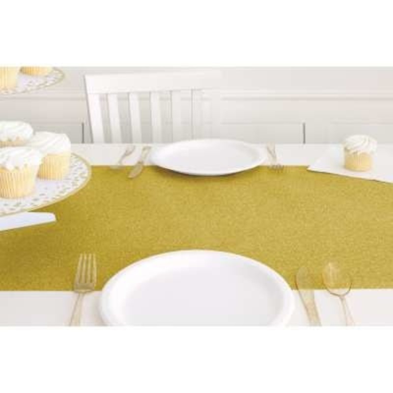 Chemin De Table En Plastique - Or Glitter