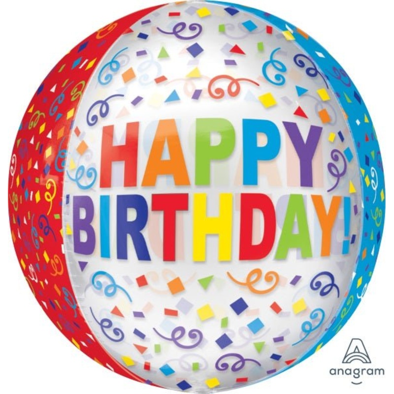 Ballon Mylar Orbz - Happy Birthday Multicolor