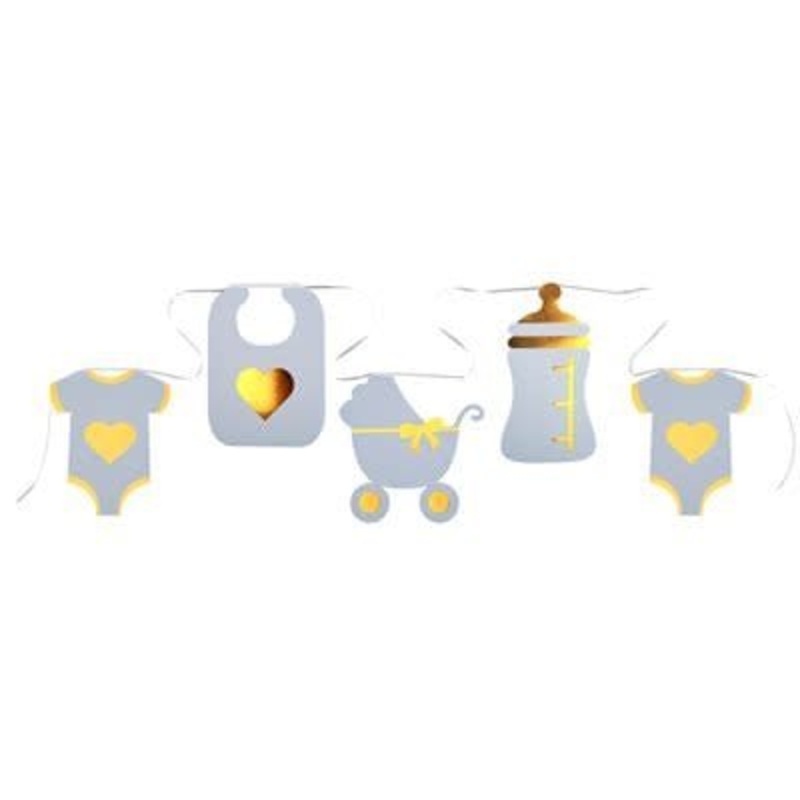 Bannire Baby Shower - Bleu Ciel et Or