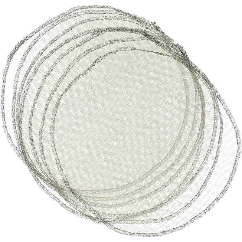 Cercles De Tulles 9" (25) - Blanc Avec Contour Argent