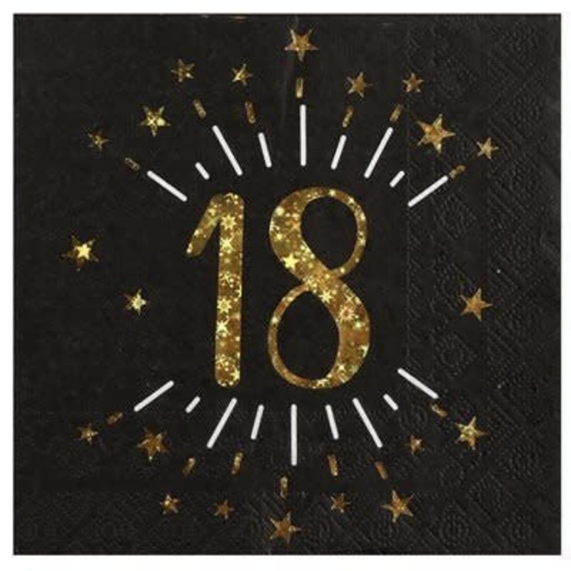 Serviettes De Table tincelant Or Noir 18 Ans (10)